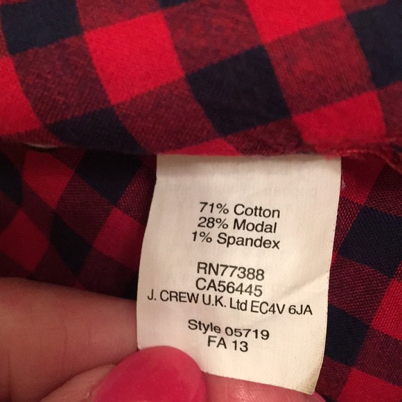 J. Crew red plaid button down shirt size 8 - Picture 6 of 6